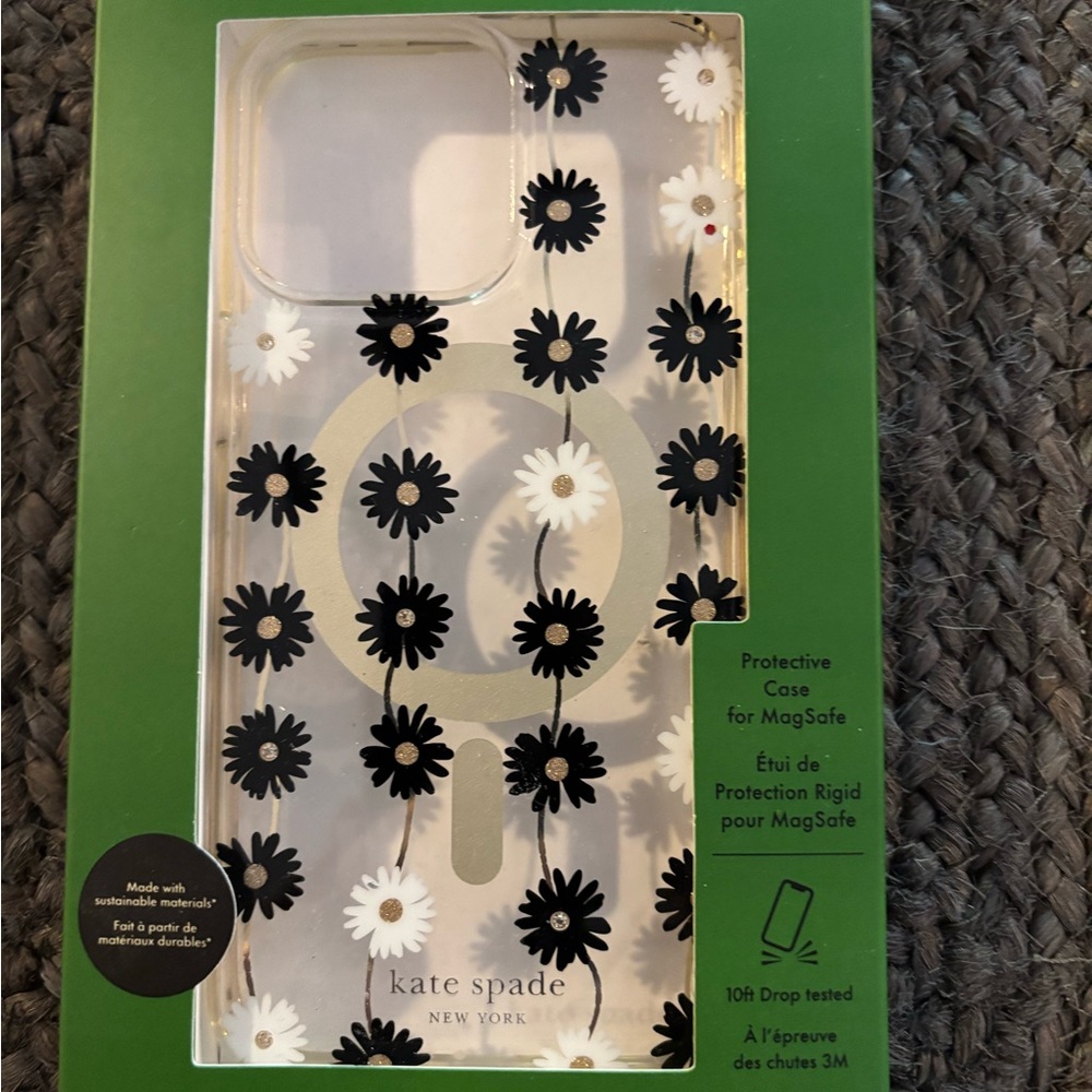 Kate Spade iPhone 15 Pro MagSafe Floral iPhone Case - Black and White